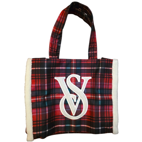 Victoria's Secret Handbags - Victoria's Secret Red and Black Plaid Tote